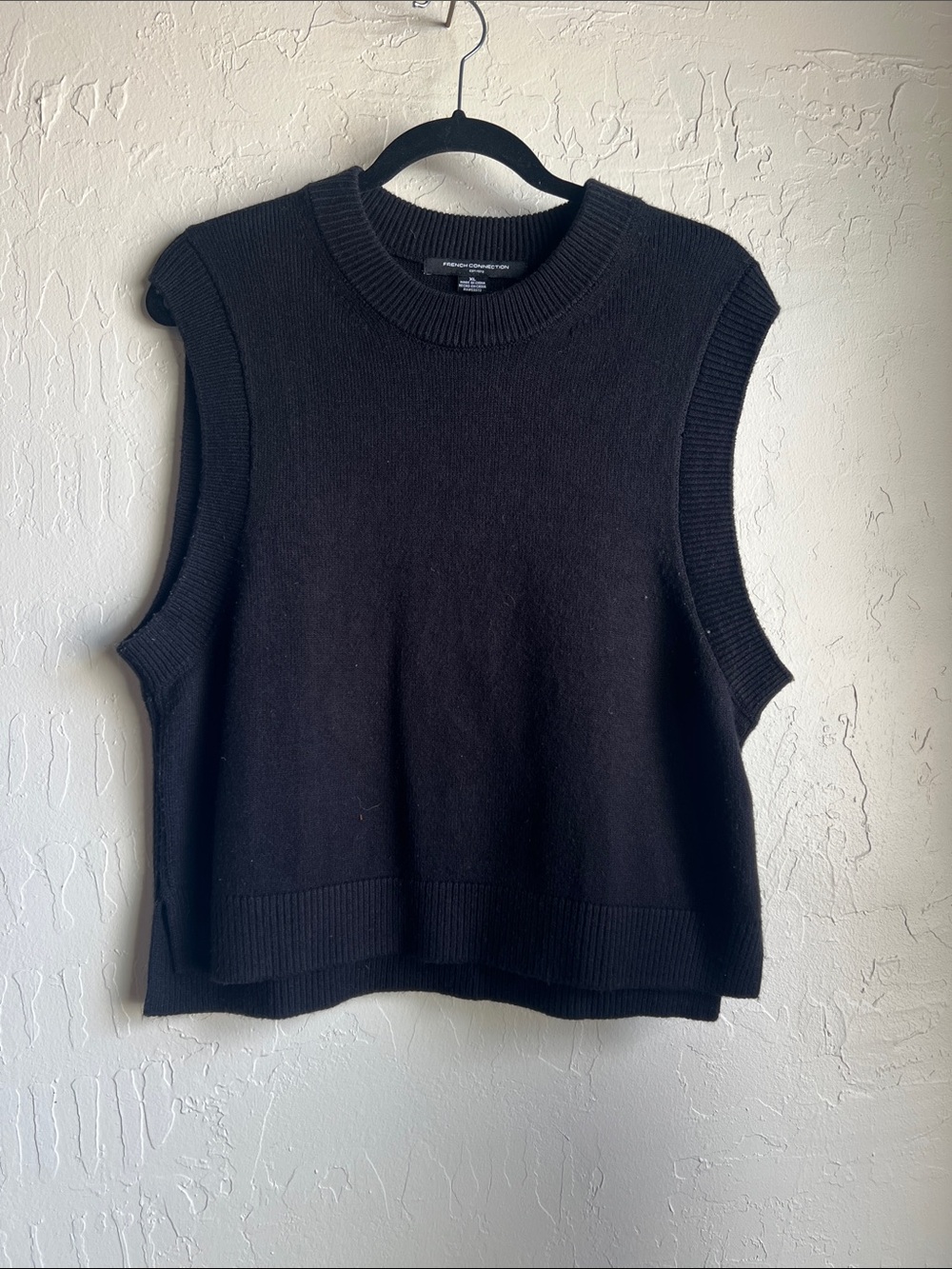 French Connection Black Sleeveless Knit Sweater Vest
